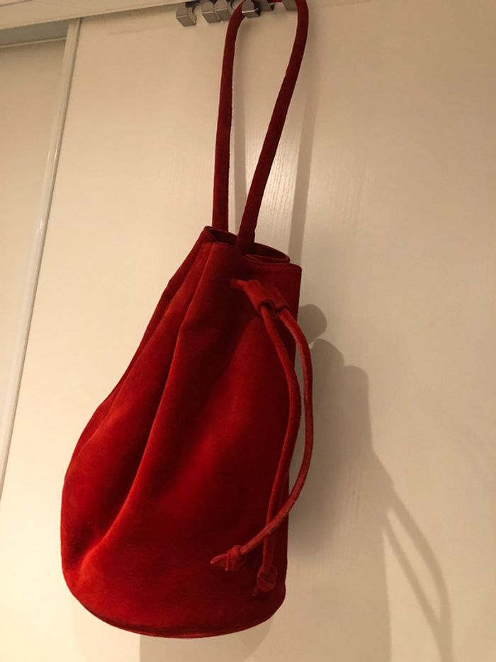Sac rouge baluchon cuir - photo numéro 5