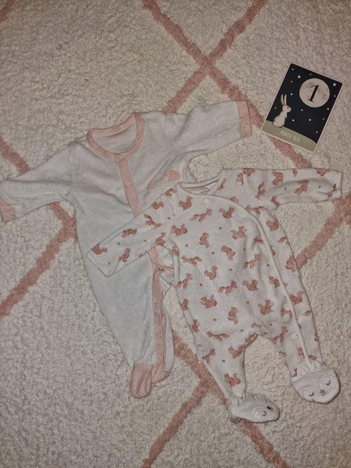 Lot de 2 pyjamas velours 1 mois
