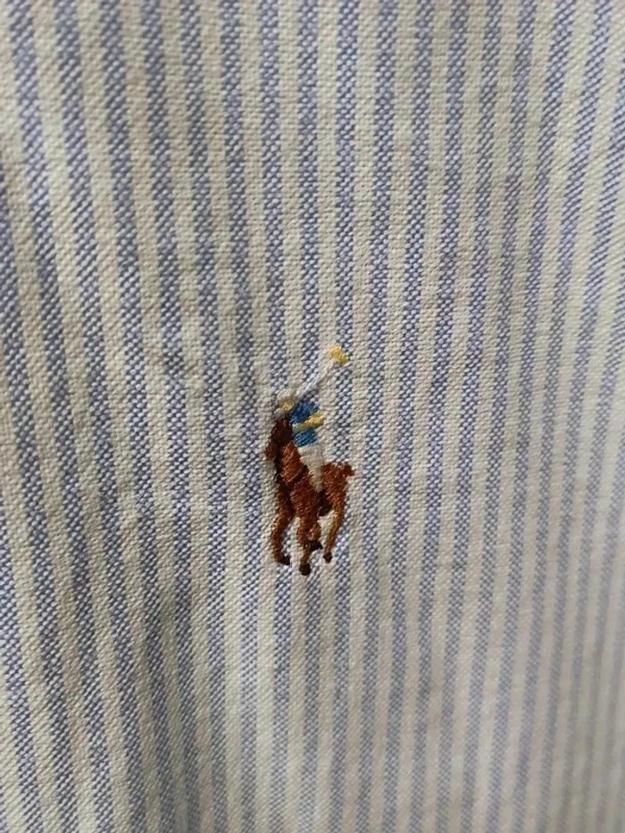Chemise Ralph Lauren Slim Fit Rayée Bleu/Blanc – Élégance Vintage Y2K - photo numéro 6