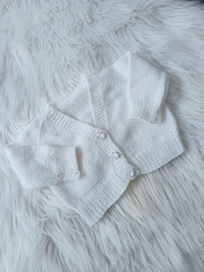 Cardigan fait main blanc Naissance - photo numéro 2