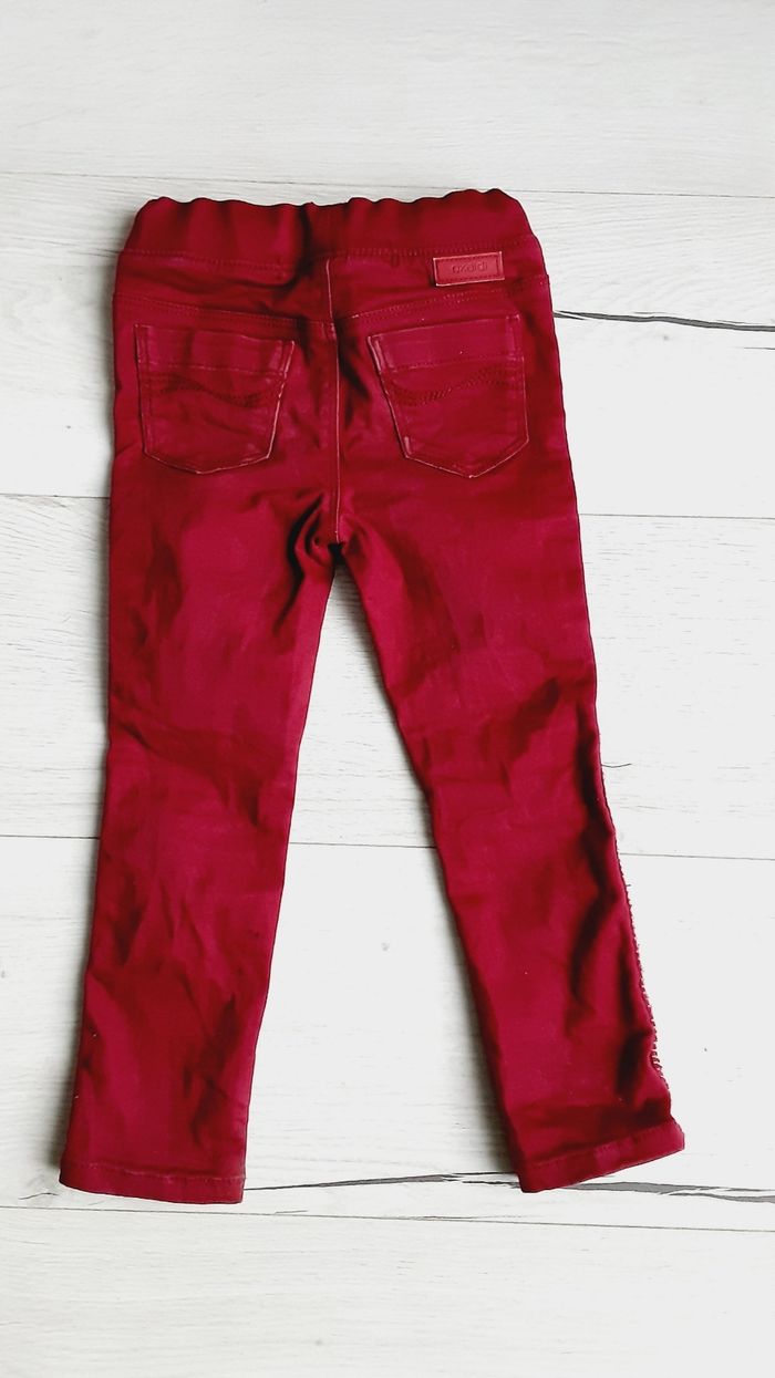 Vêtement fille pantalon type jean tregging fuschia Okaïdi 3 ans - photo numéro 3