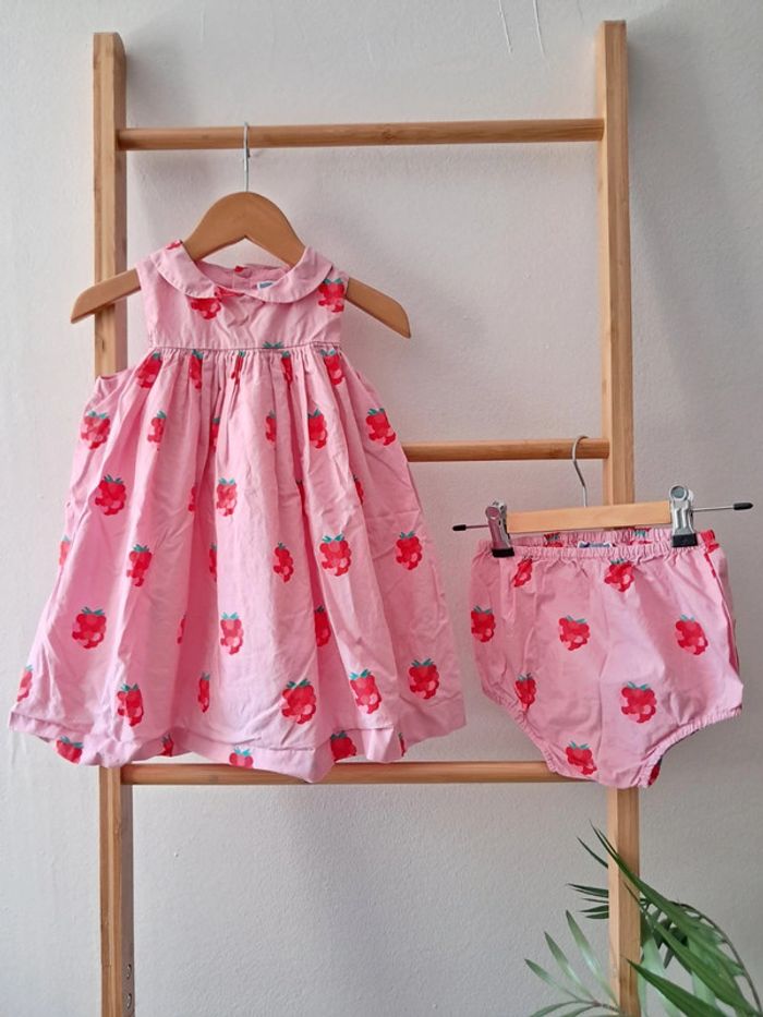 Ensemble Jacadi Framboises robe + bloomer 36mois tres bon état
