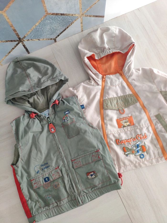 Deux vestes été garçon légères avec capuche 12 mois