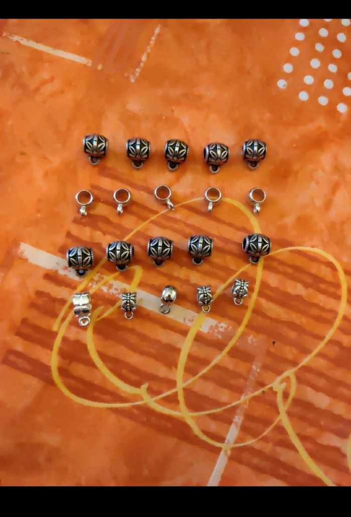 Lot de 20 perles argentées support breloques 3