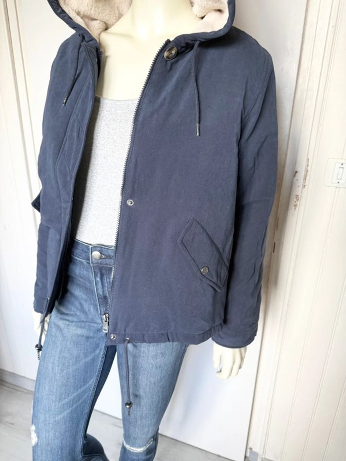 Manteau à capuche doublé ONLY – Taille L – bleu marine – Neuf avec étiquette - photo numéro 2