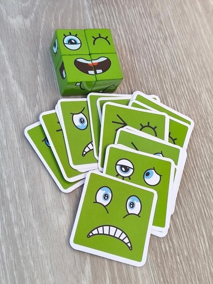 Jeu des émotions en bois, vert - photo numéro 2