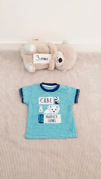 Tee shirt manches courtes lion savane bébé garçon 3 mois