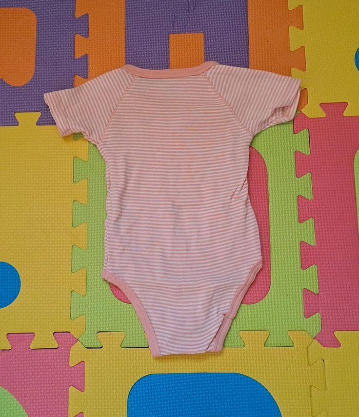 Body manches courtes corail rose rayures, kiabi, taille 9 mois (69/72 cm) - photo numéro 2
