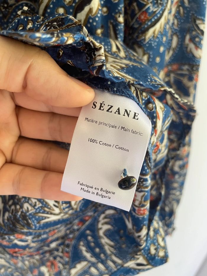 Chemise fleurie bleue à volants Sézane - photo numéro 4