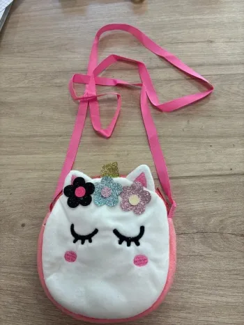 Porte monnaie fille chat rose paillettes neuf