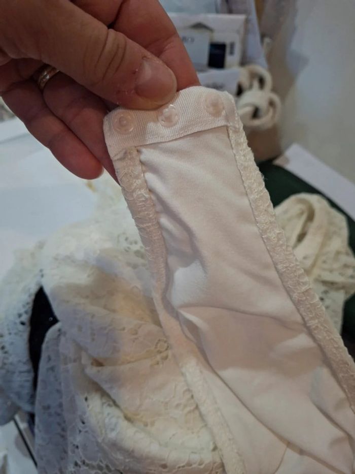 Haut manches longues blanc dentelles body bodie naf naf taille XS 36 - photo numéro 9