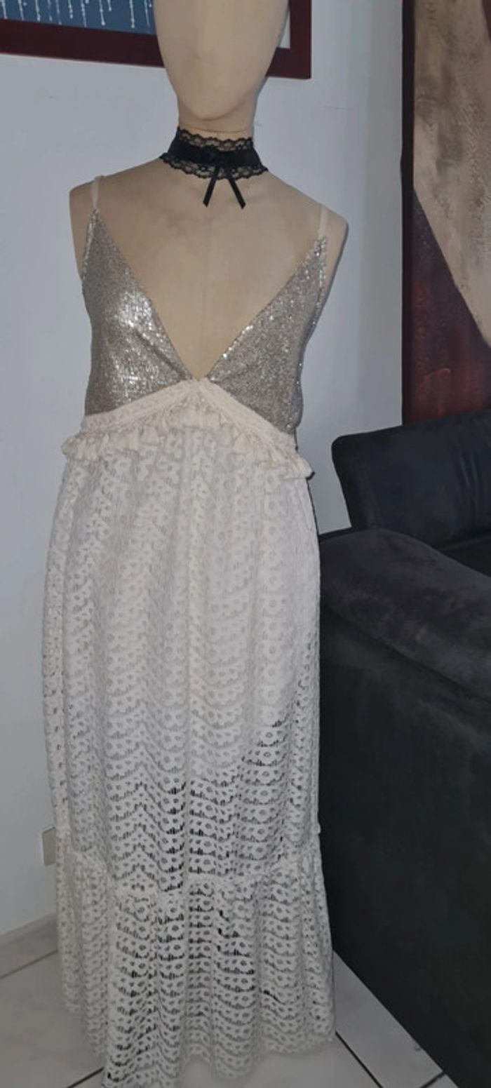 Robe abito longue brodée vintage