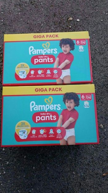2 cartons de couches Pampers pants culottes T6 taille 6