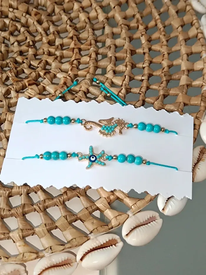 Bracelet d'été réglable-Perle Turquoise-Mauvais oeil🧿