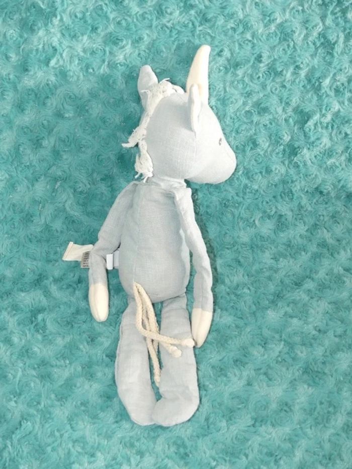 Doudou licorne bleu/gris Bukowski natural 🦄 tbe - photo numéro 3