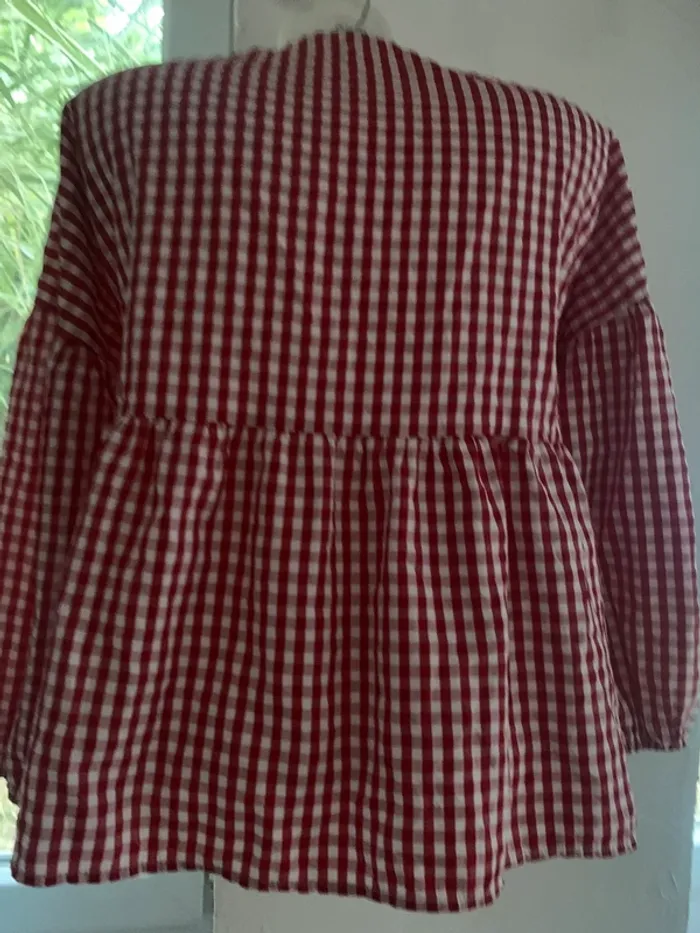 Blouse vintage évasée vichy Lilie rose taille L - photo numéro 9