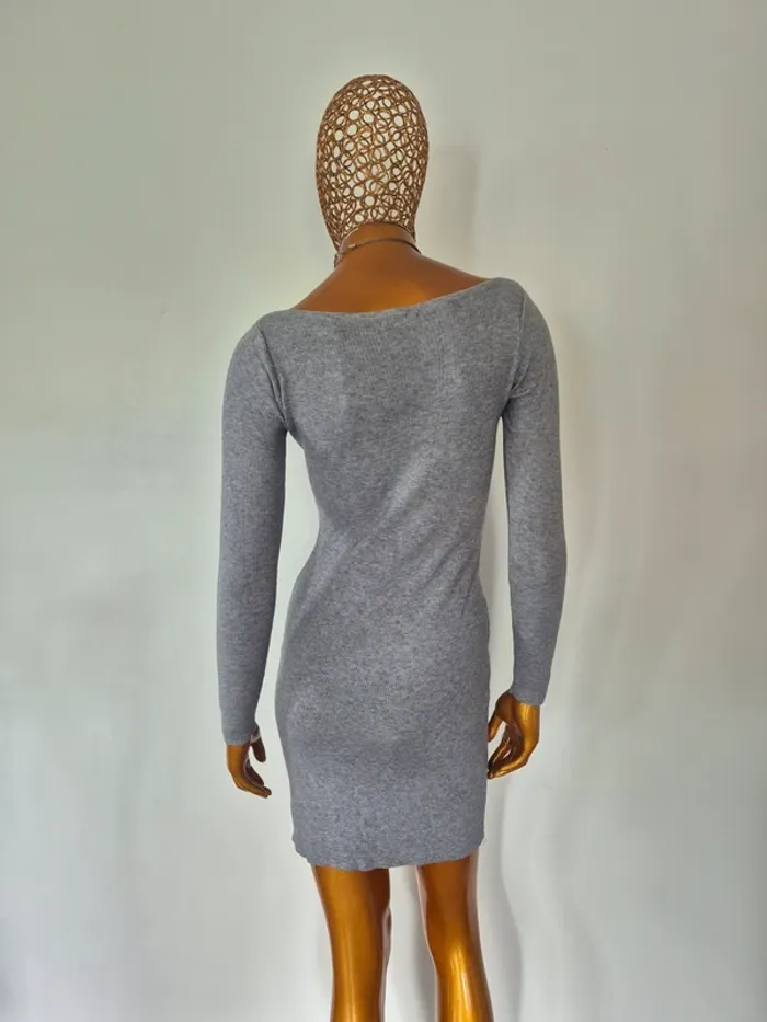Robe courte Grise avec Strass Manches Longues Taille Unique - photo numéro 2