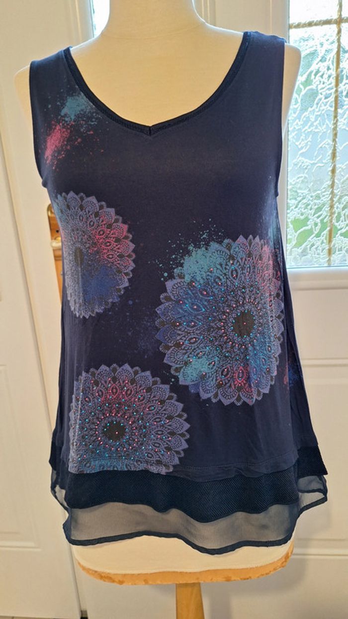 Tunique longue marine avec motifs Desigual - photo numéro 2