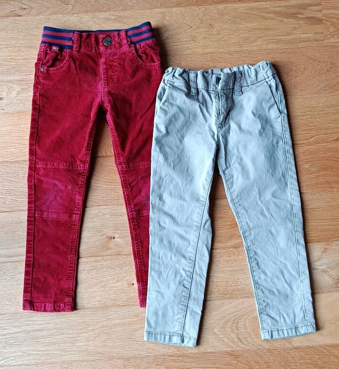 Pantalons Rouge Et Beige Différentes Marques Garçon Lot De 2
