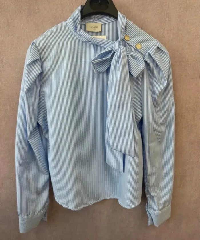 Blouse femme chemisier femme neuf rayée taille 38 taille M bleu - photo numéro 2