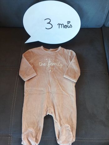 Pyjama velours Garçon 3 mois I'm new in the family famille Koala Kiabi