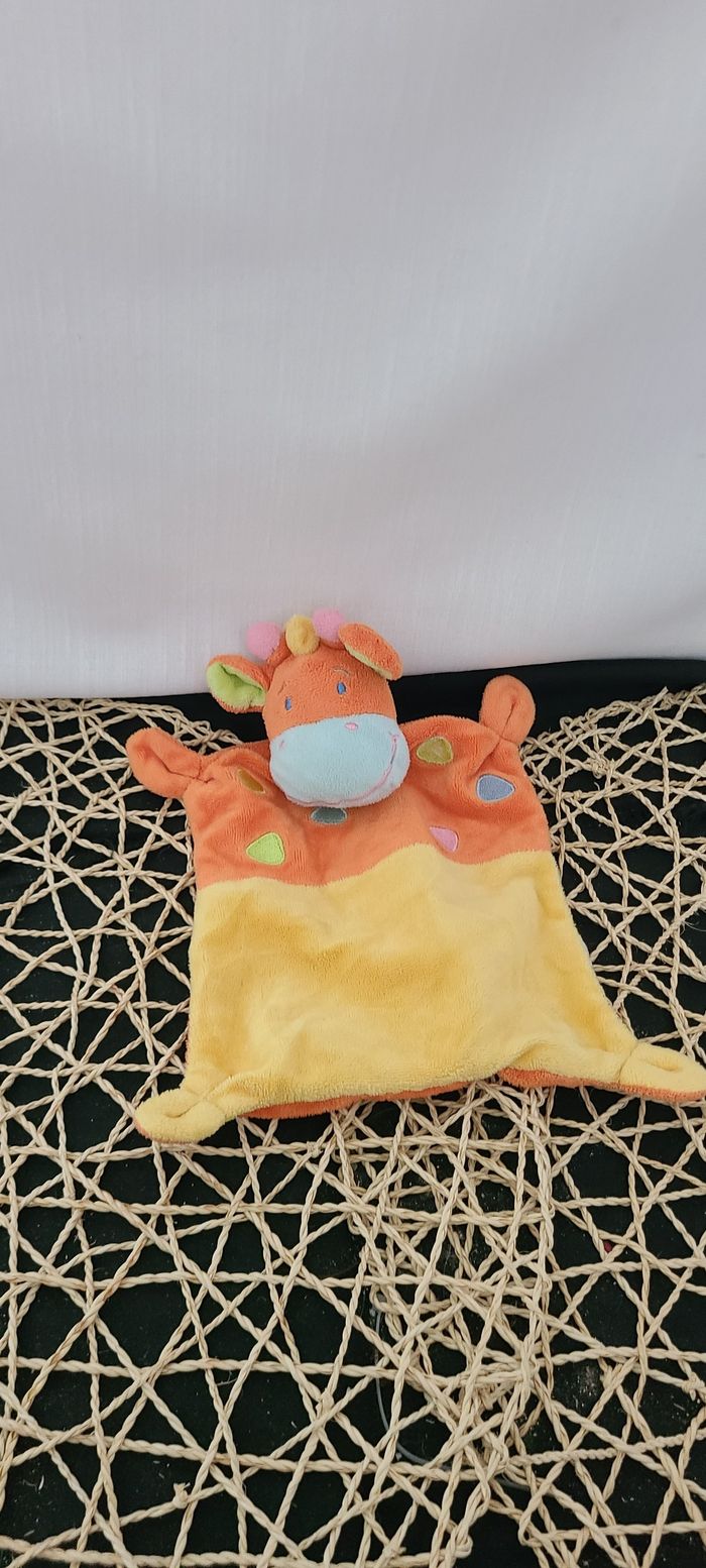 Doudou plat Girafe jaune orange MOTS D'ENFANTS - photo numéro 3