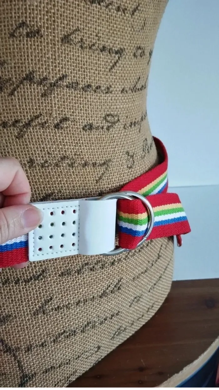 Ceinture bandes rouge bleu blanc vert jaune mixte - photo numéro 8