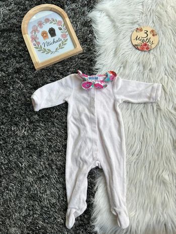 Pyjama Jacadi 3 mois - Velours rose avec col Liberty Betsy