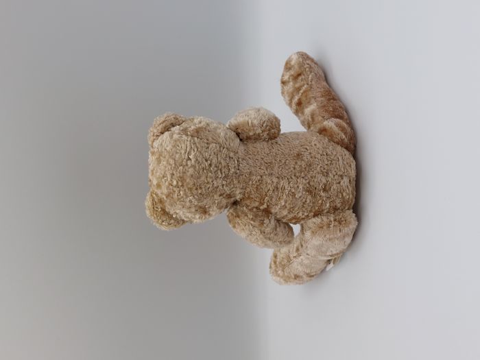 Peluche doudou ours beige marron LBP Magnet Atlantis nœud bleu 16 cm assis - photo numéro 2