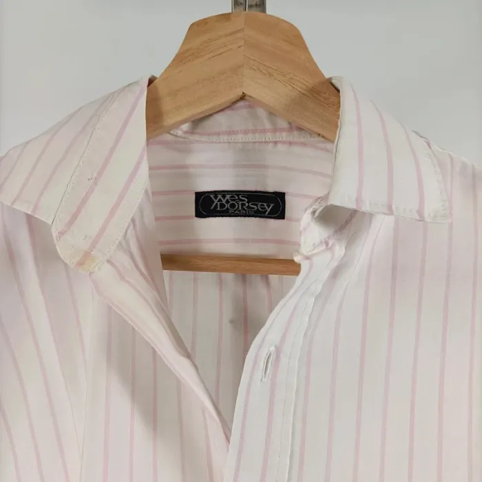 Chemise à rayures Yves Dorsey - blanc et rose clair - Taille XL estimée - A028 - photo numéro 3