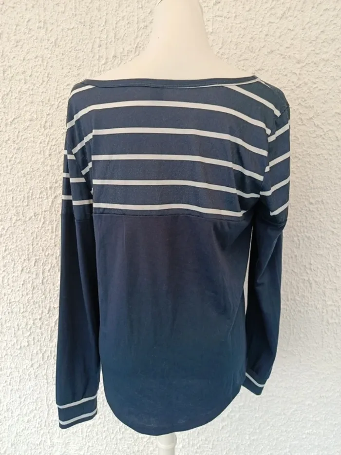 T-shirt manches longues marinière Shein taille L col V - photo numéro 2