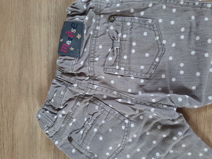 Pantalon en jean taupe à pois blancs Marèse 12 mois - photo numéro 4