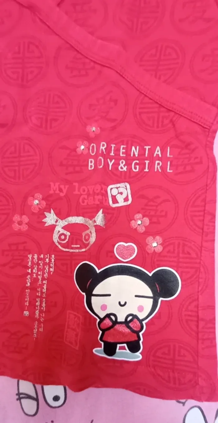 T-shirt Pucca 8 ans rouge coton - photo numéro 2