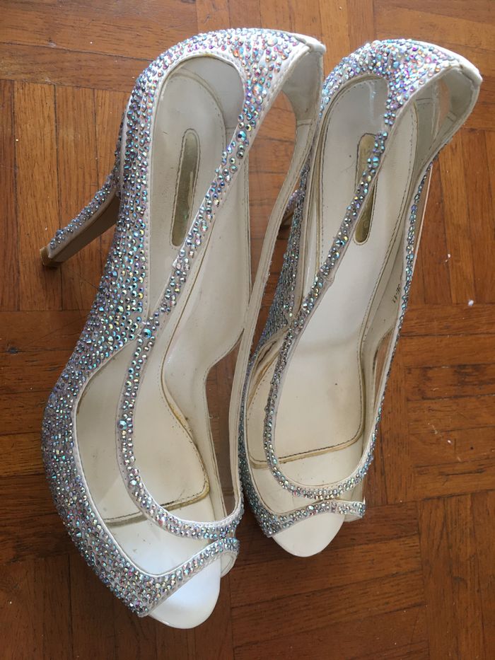 Chaussure à talons pointus bout ouvert argenté et transparent Stephen - photo numéro 3