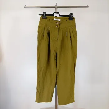 Pantalon vert kaki paper bag taille haute Promod Taille M estimée A379