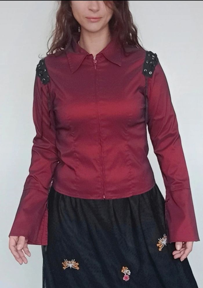 Chemise stretch irisée bordeaux taille 40 - photo numéro 7