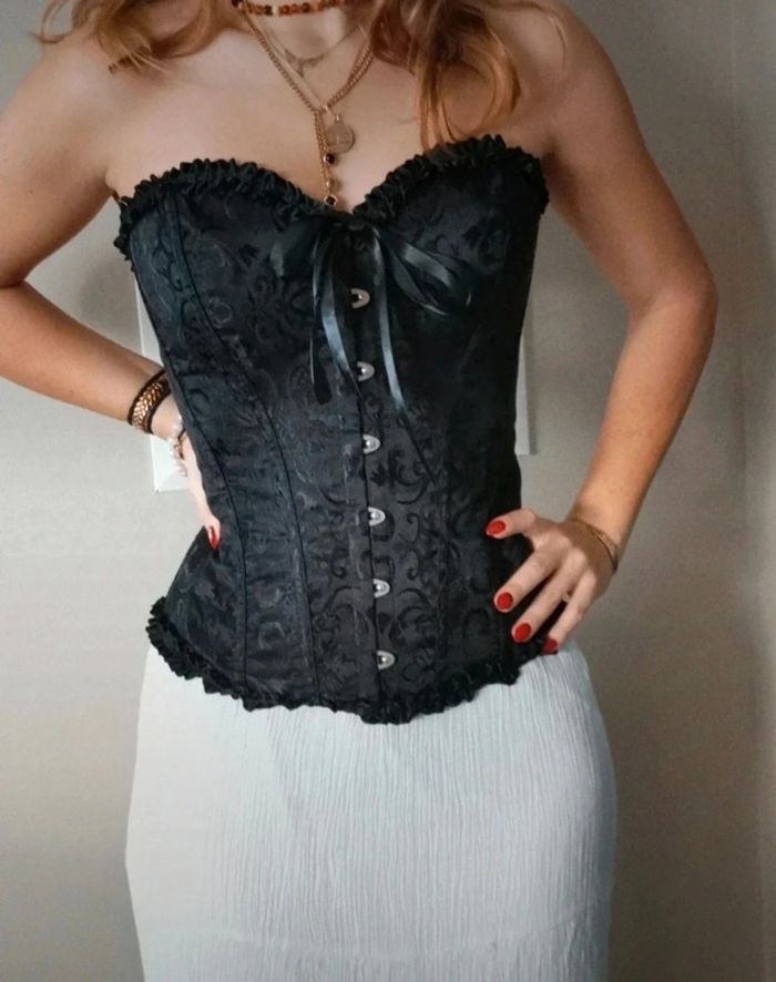 A31 corset bustier rétro vintage noir à lacets ajustable - photo numéro 2