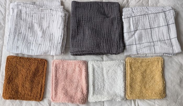 Lot langes et lingettes lavables