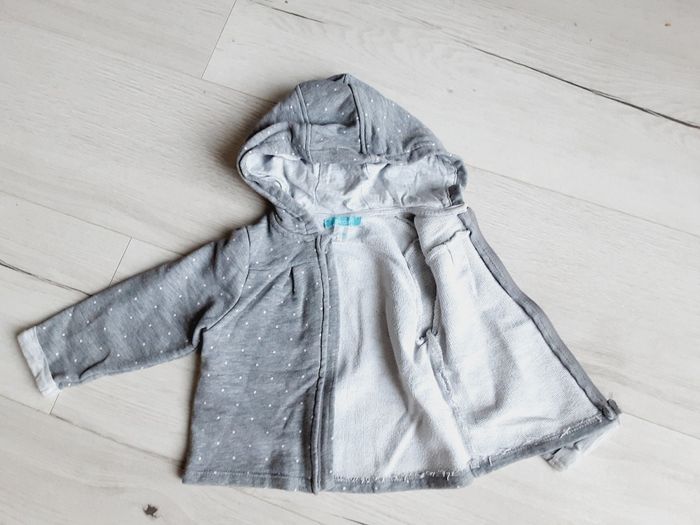 Vêtement bébé fille gilet gris points rose Obaïbi 23 mois 2 ans - photo numéro 2