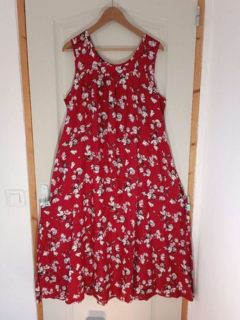 Robe longue ample rouge floral 44 2XL 