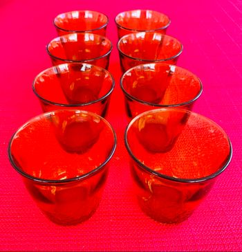 Set 8 verres en verre marron ambré Vereco France