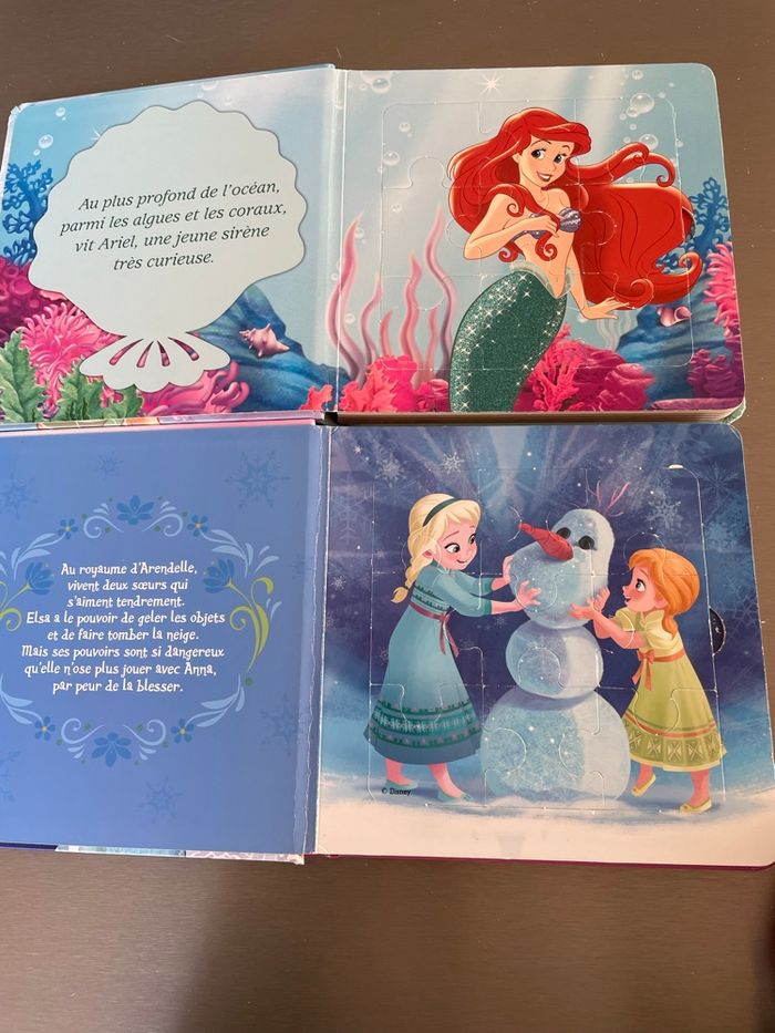 2 livres puzzles la petite sirène et la reine des neiges - photo numéro 4
