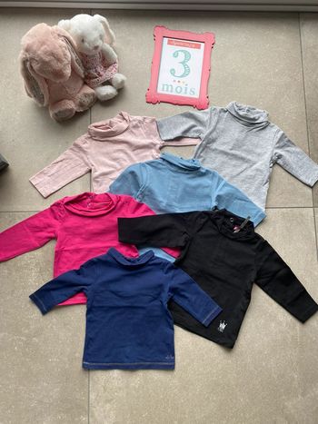 Lot t-shirt col roulé sous pull