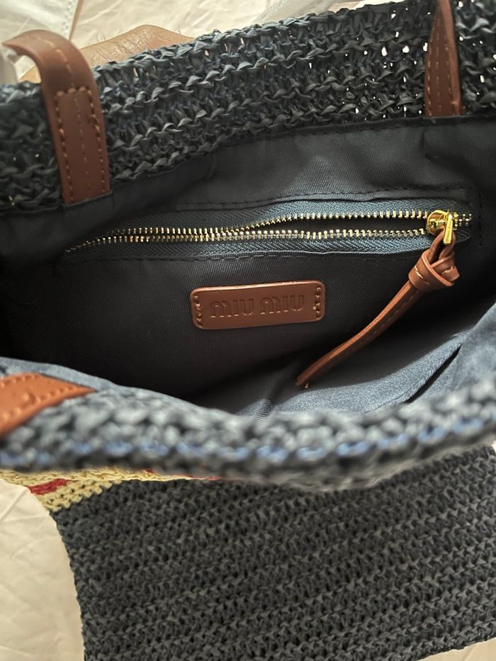 Miu miu sac cabas en crochet à rayures - photo numéro 3