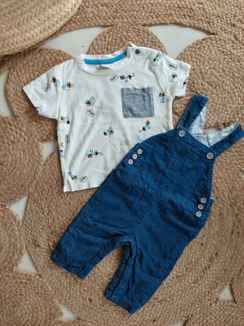 Ensemble T-shirt Zara et salopette Kiabi garçon 6 mois