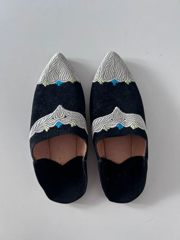 Babouches marocaines en velours noir – Taille 37 | Très bon état