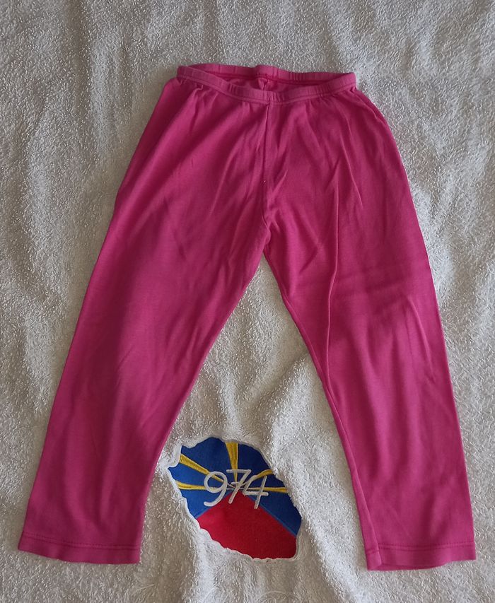 Legging rose vif, 6 ans, 100% coton, fabrication française
