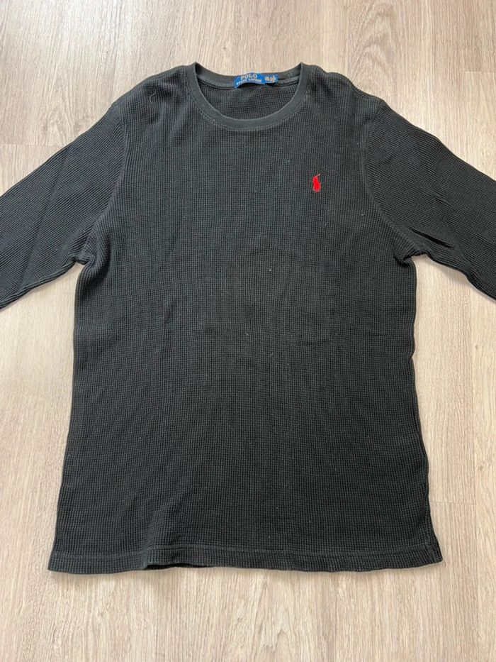 Pull nid-d’abeilles Ralph Lauren Noir avec logo brodé rouge Taille XXL - photo numéro 8