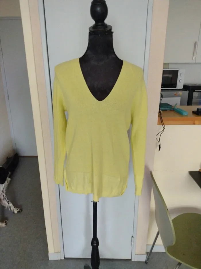 Pull jaune EDC by Esprit en coton et lin – Taille 36 38
