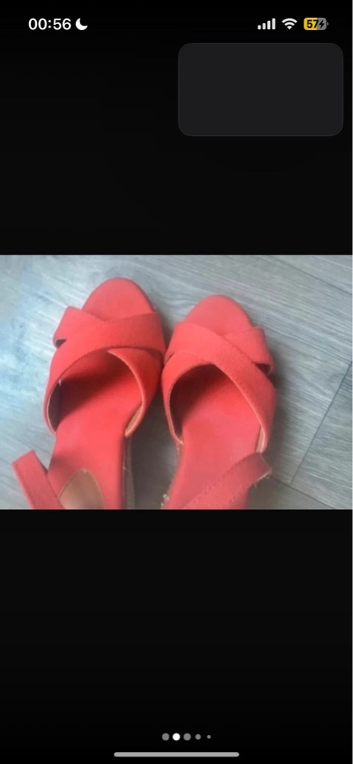 Chaussures compensées pour femme taille 36 couleur rouge - photo numéro 3